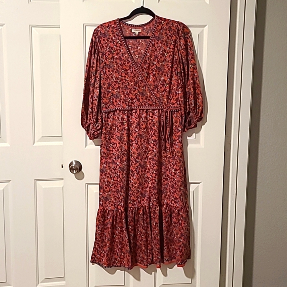 Max studio, floral faux wrap midi dress